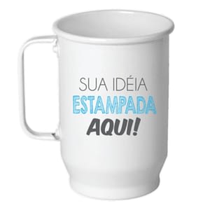 Caneca de Aluminio Branca Personalizada