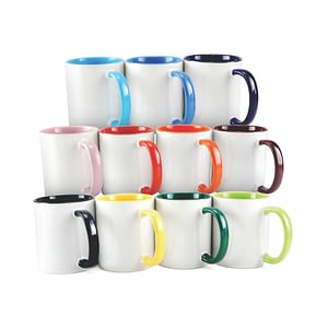 Caneca Cerâmica 350ml Alça Colorida