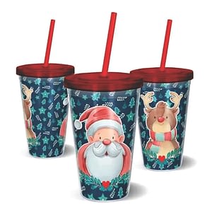 Copo com Canudo Personalizado de Natal 2