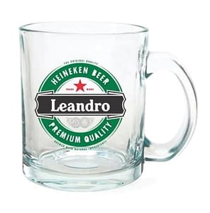 Caneca de Vidro Transparente Personalizada