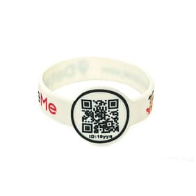 Pulseira de silicone com brasão circular e QR-Code