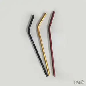 Canudo Metal Personalizado Curvado 21.6×6