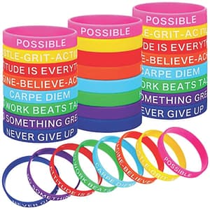 Pulseira de silicone com mensagem multicolorida 2