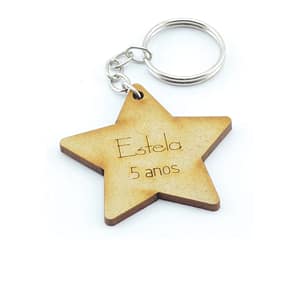 Chaveiro Madeirca Forma de Estrela 2