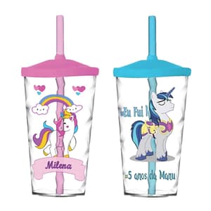 Copos Personalizados com Canudo Unicornio