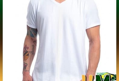 Camiseta de odão Penteado Branco Gola V