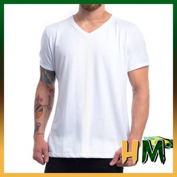 Camiseta de odão Penteado Branco Gola V