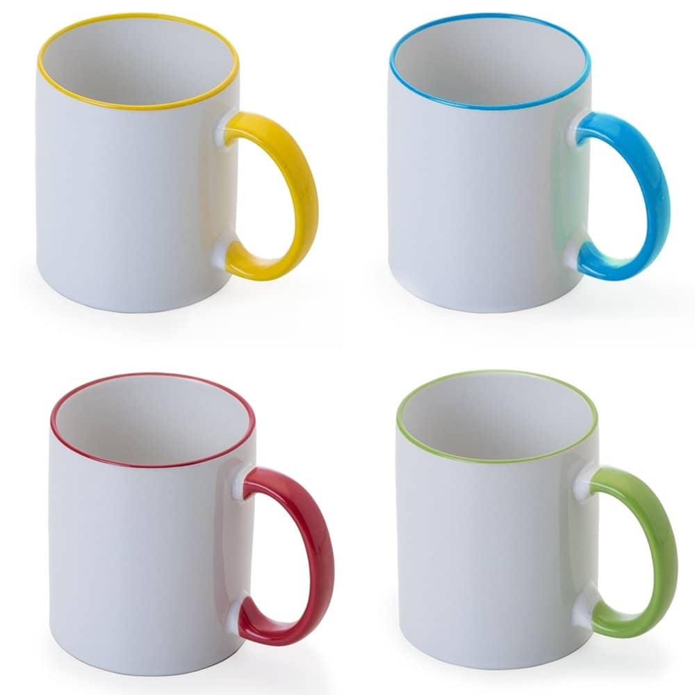 Caneca Cerâmica 350ml Alça Colorida