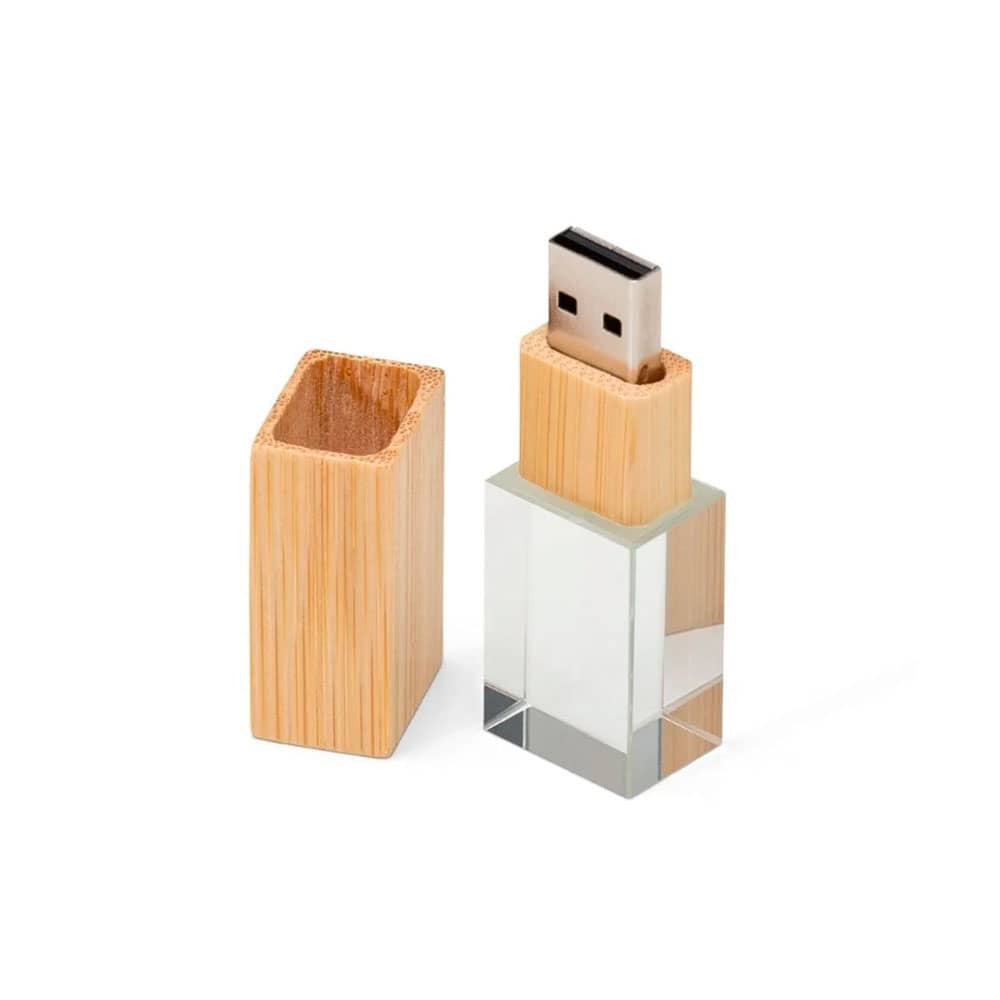Pen Drive Acrílico e Madeira Personalizado