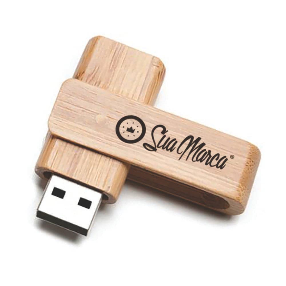 Pen Drive Bambu Giratório Personalizado