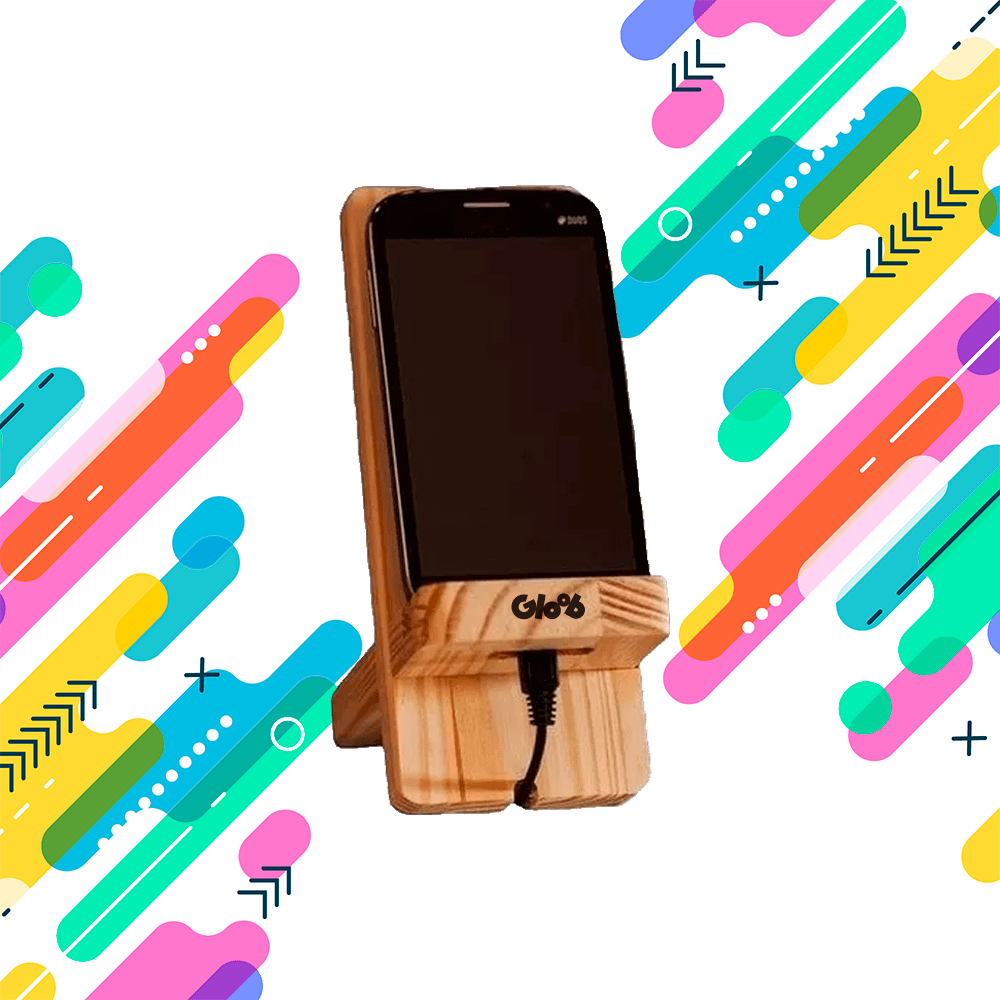 porta celular de madeira personalizado | HM Brindes